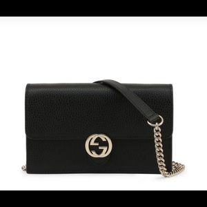 💎AUTHENTIC GUCCI Women Leather Black Crossbody Bag- 615523_CAO0G